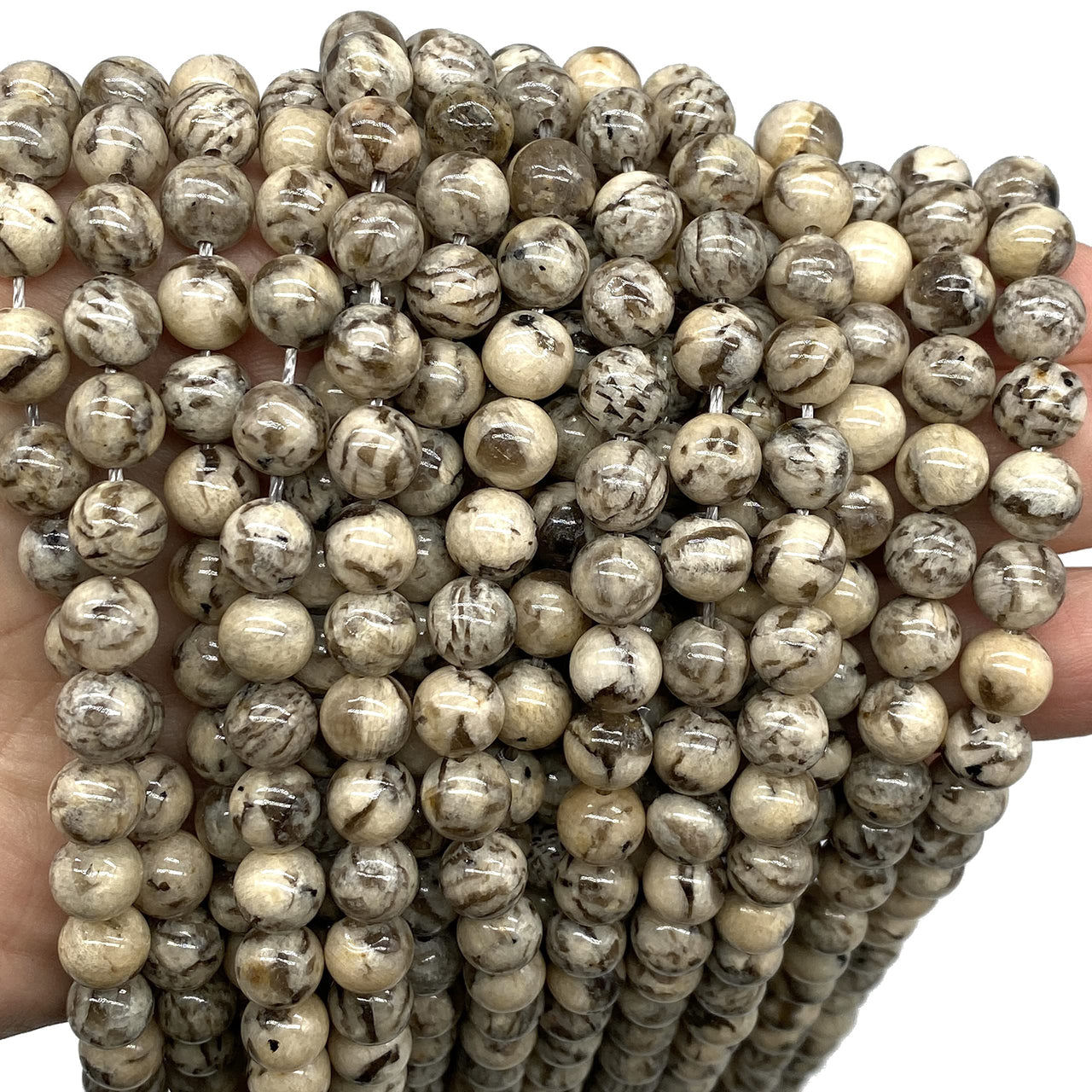 ABCGEMS Madagascan Zebradorite Feldspar Beads (AKA Graphic Feldspath) Healing Energy Crystal Stone Ideal for Bracelet Necklace Ring DIY Jewelry Making Craft Men Women Smooth Round Tiny 6mm Zebradorite Feldspar (From Madagascar)