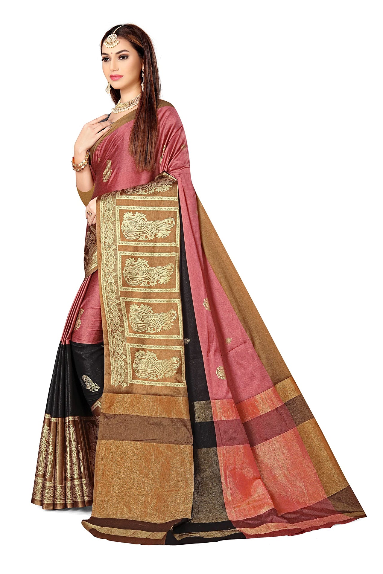 GRECIILOOKS Women Soft Cotton & Silk Saree For Women Banarasi Saree With Un-stitched Blouse piece