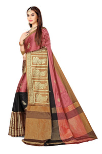 GRECIILOOKS Women Soft Cotton & Silk Saree For Women Banarasi Saree With Un-stitched Blouse piece