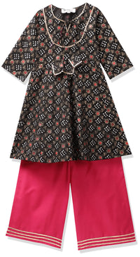 Bitiya By Bhama Girl's  Cotton Blend Kurta & Palazzo