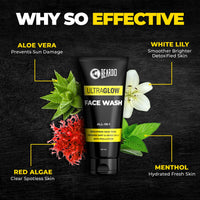 Beardo Ultraglow Facewash (50ml) & Face Cream (60gm) Facewash that Enhances & Balances Skin Tone Aloe Vera, Vitamin E | Set of 2