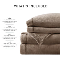 Sleep Philosophy True North Fleece Sheet Set Full, Solid Color, Warm & Plush Sheets Soft Fleece Bedding Full Size Sheets, Fitted Pocket Fits Up to 16