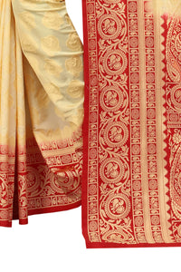 SATYAM WEAVES Women’s Daily/Party/Wedding/Casual Wear Rapier Jacquard Banarasi Cotton Silk Saree With Jacquard Designed Unstitched Blouse Piece