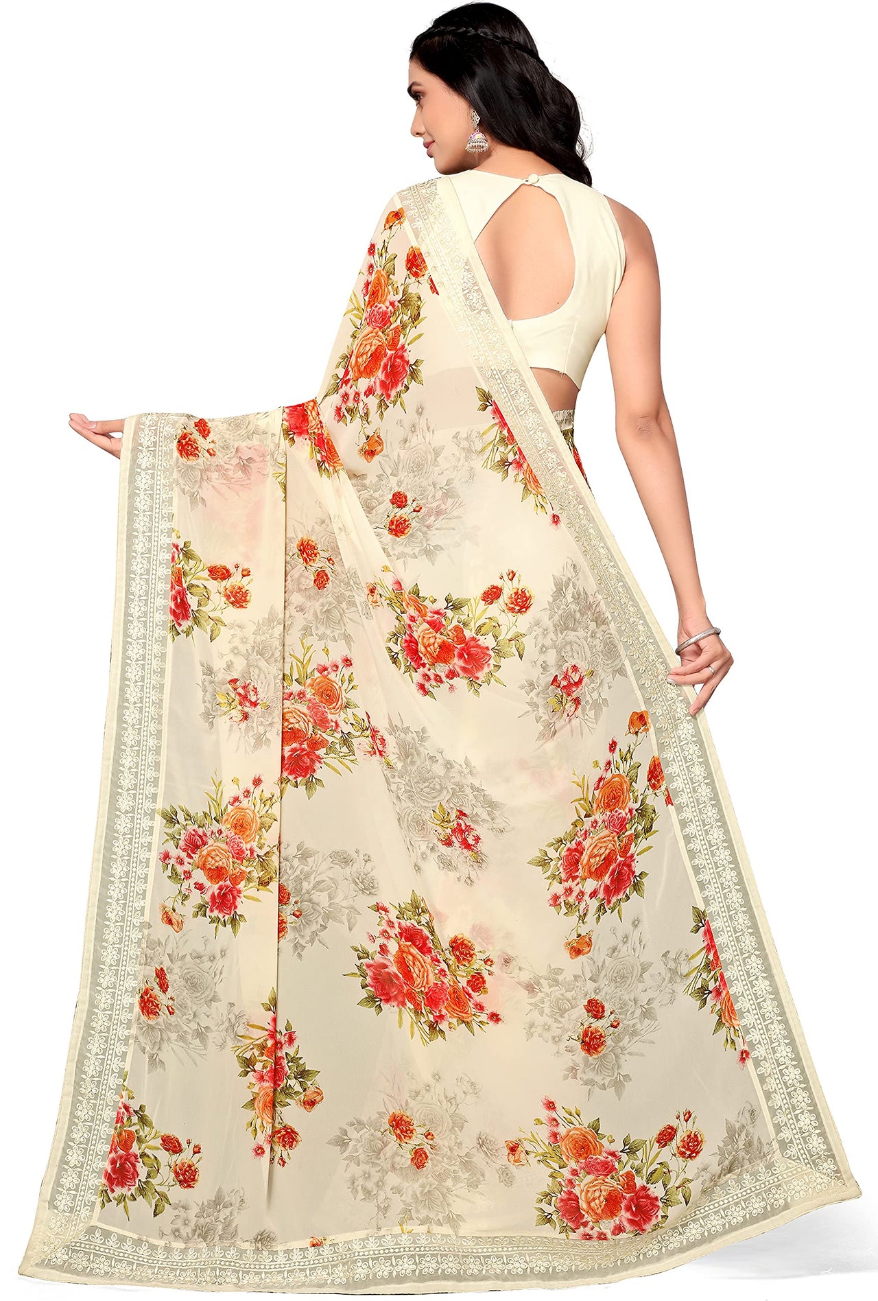 Shangrila Designer Digital Pastel Prints Weightless Georgette Saree With Blouse Piece