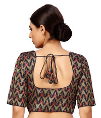 X3 Women's  Viscose Elbow Length Sleeves Soft Brocade Padded Saree Blouse