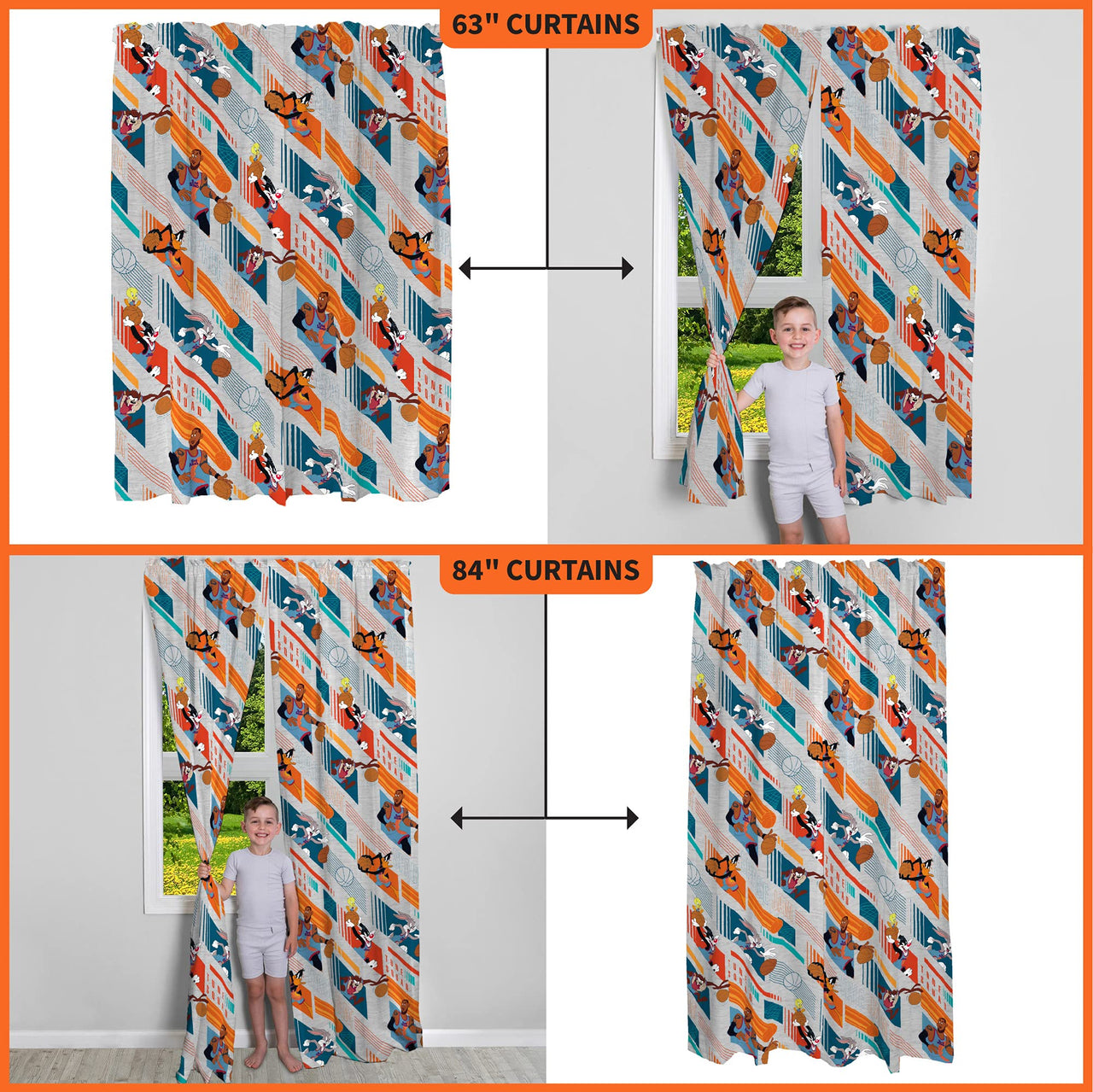 Franco Kids Room Window Curtains Drapes Set, 82 in x 84 in, Space Jam 2 A New Legacy