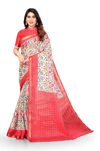 MIRCHI FASHION Women's  Fancy Penny Cotton Blend Kalamkari Printed Saree with Blouse Piece