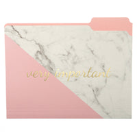 Graphique Blush Marble File Folder Set – File Set Includes 9 Folders and 3 Unique 