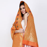 Kapaaha Women's  Woven Silk Blend Banarasi Zari Dupatta/Chunni, Width 45 Inch, Length 2.5 Meter