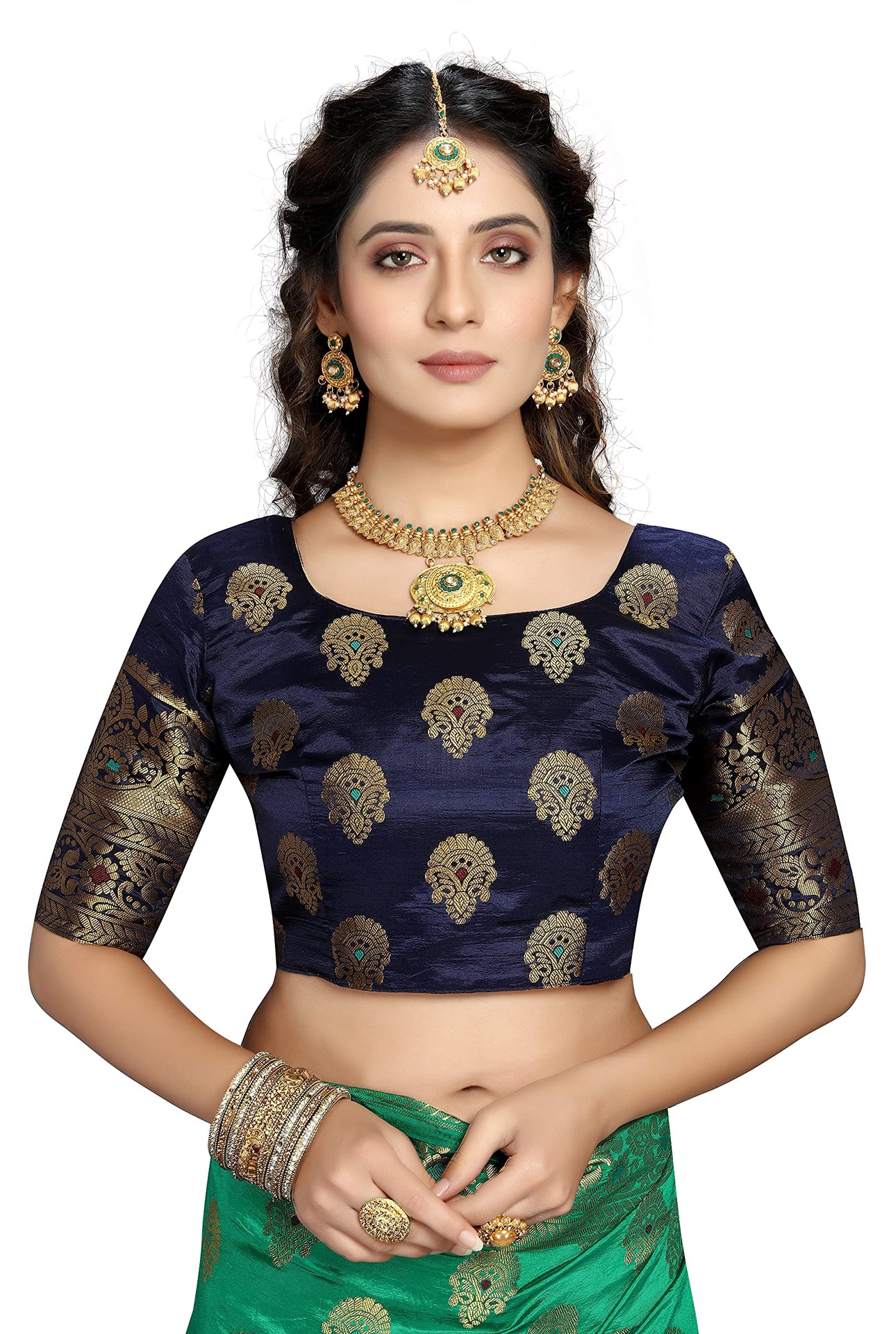 C J Enterprise Women's  Kanchipuam Pattu Pure Kanjivaram Silk Sarees For Wedding With Blouse Piece (perashooot paithani)