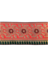 FRIJVEN Jacquard Woven Heavy Design Falls Lace Border for Saree, Kurti, Dress, Bandhani, Lehenga, Decorative Ribbon - 7 cm Width (9 Meter, Red + Green)