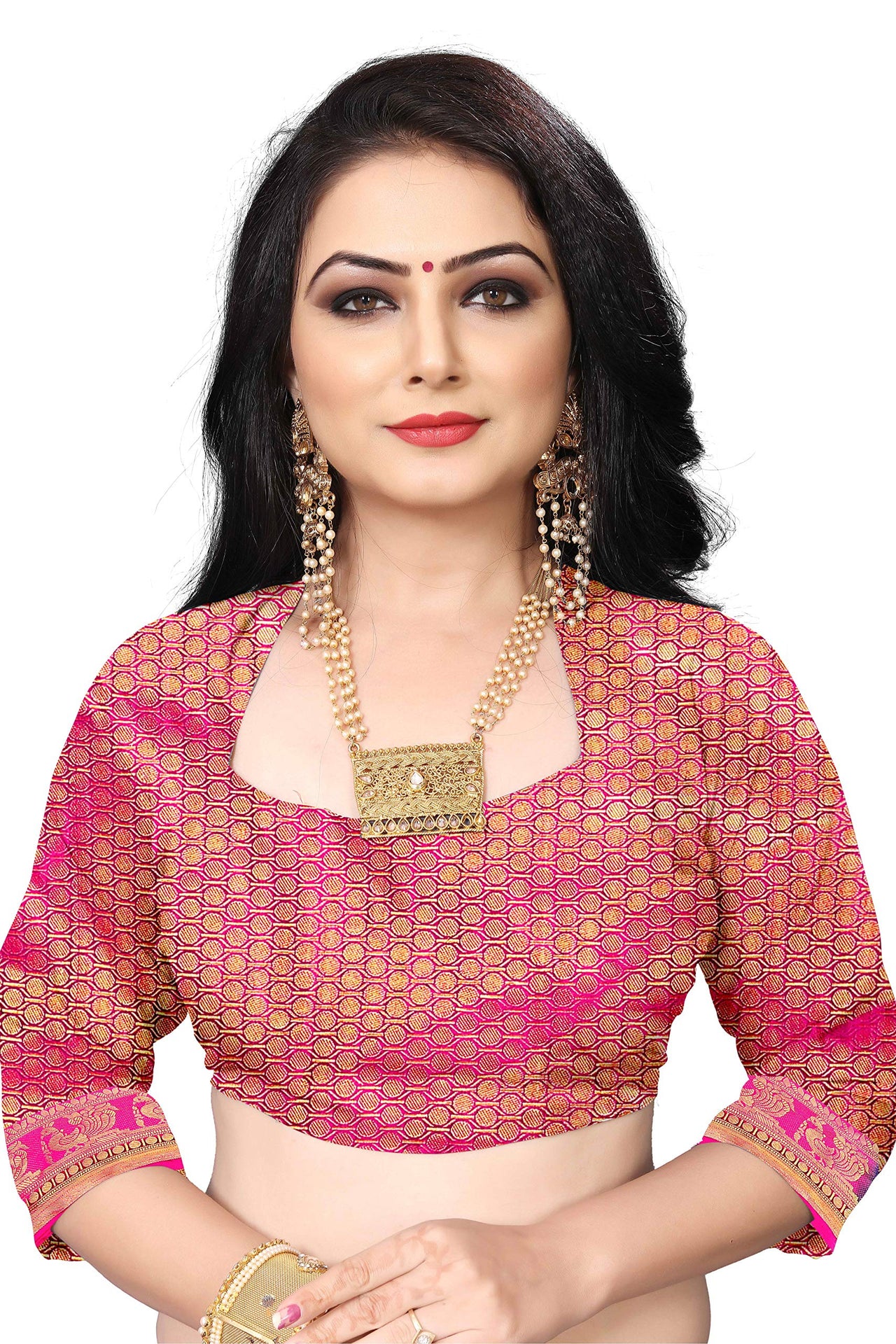 C J Enterprise Women's  Pure Kanchipuram Silk Sarees For Wedding With Un-Stitched Blouse Piece (D11 paithani)