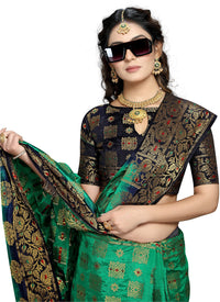 iZibra Women's  Kanchipuram Silk Sarees With Blouse Piece