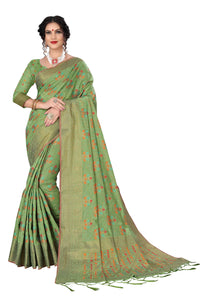 Divine International Trading Co Women's  Chanderi Saree With Blouse Piece