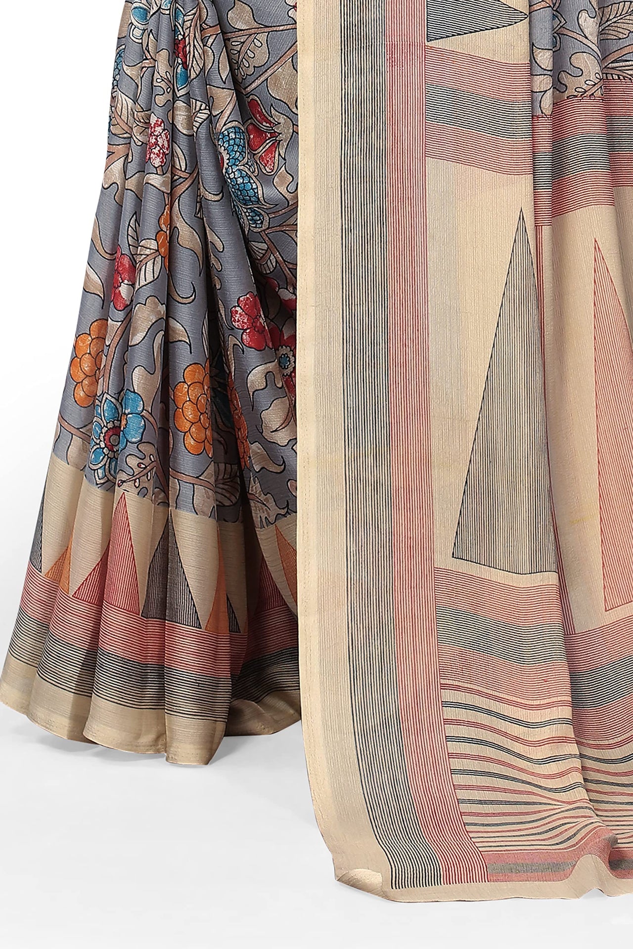 MIRCHI FASHION Women's  Stylish Chiffon Floral and Geometric Printed Saree with Blouse Piece