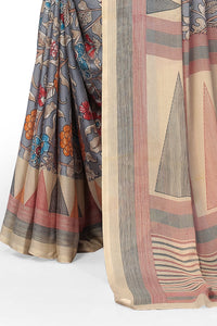 MIRCHI FASHION Women's  Stylish Chiffon Floral and Geometric Printed Saree with Blouse Piece