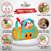 Pet Craft Supply Hide&Seek Plush Dog Toys Crinkle Squeaky Interactive Burrow Activity Puzzle Chew Fetch Treat Hiding Brain Stimulating Cute Funny Toy Bundle Pk for Small&Medium Dogs Puppies,4Piece Set Shredder Gym Bag