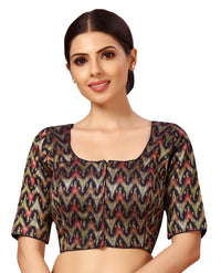 X3 Women's  Viscose Elbow Length Sleeves Soft Brocade Padded Saree Blouse