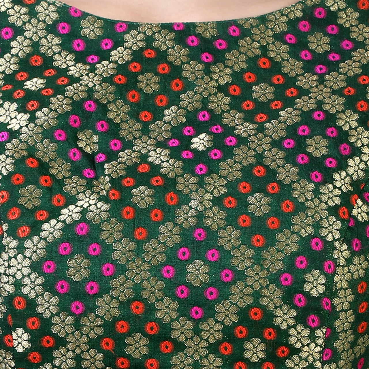 X3 Women's  Brocade Zari Weaving Elbow Length Sleeves Saree Blouse