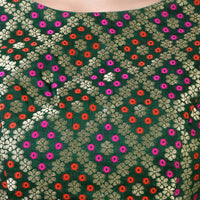 X3 Women's  Brocade Zari Weaving Elbow Length Sleeves Saree Blouse