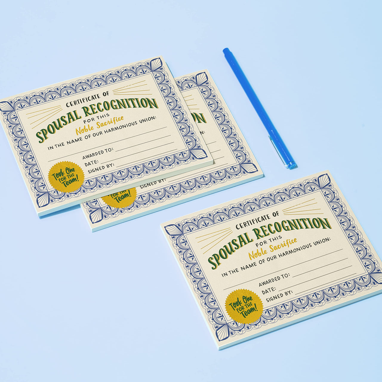 Em & Friends Spouse Recognition Wife/Husband Award Paper Certificate Note Pad & Funny Trophy Pad, 5.15 x 7-inches 5.15" x 7" Spouse Appreciation (Gold Foil)