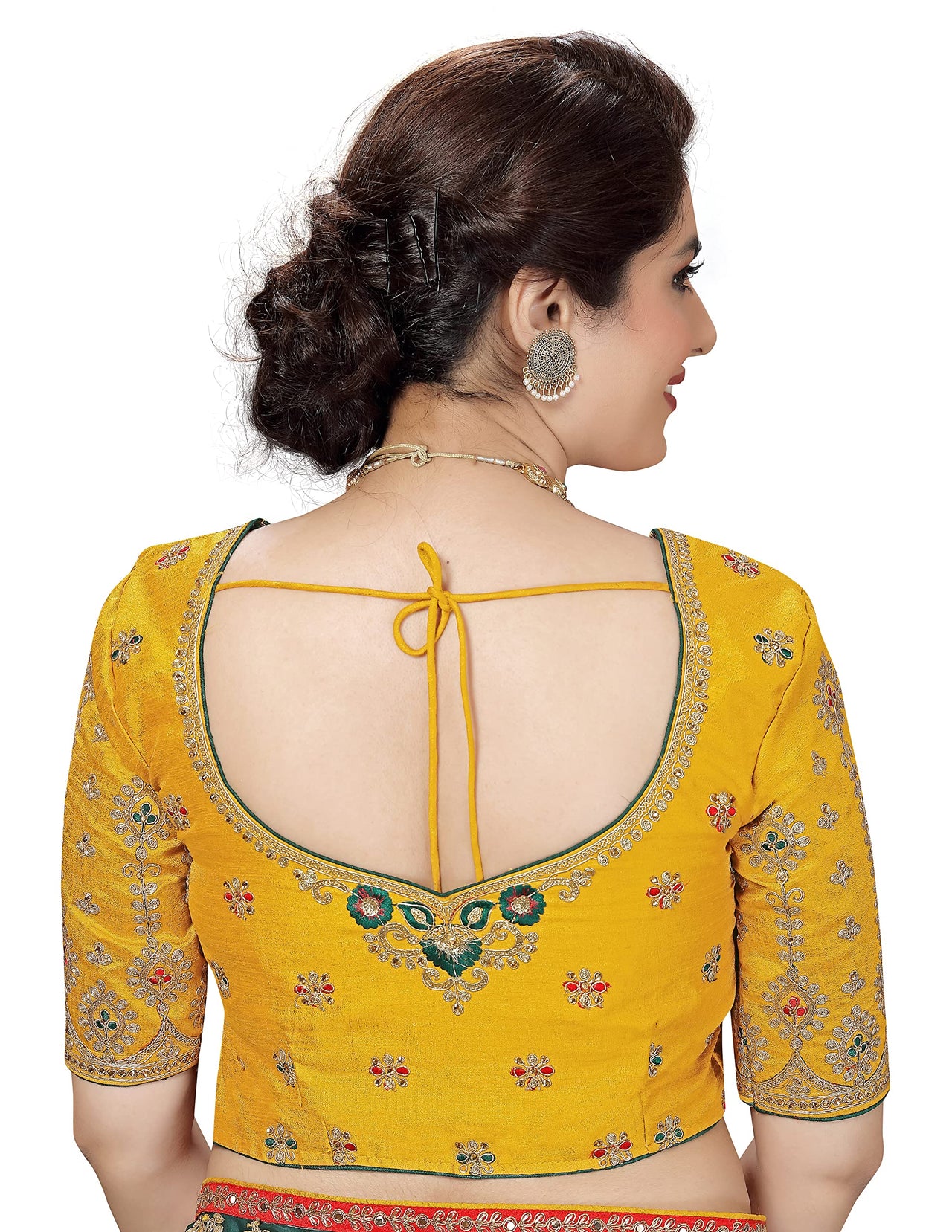 Nivah Fashion Women's  Satin Embroidery Saree with Heavy Work Blouse Piece