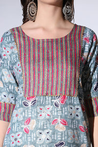 GRECIILOOKS Women's  Cotton Blend Printed Straight Kurta with Pant| A-line Kurta with Pant| Straight Printed Kurta with Pant