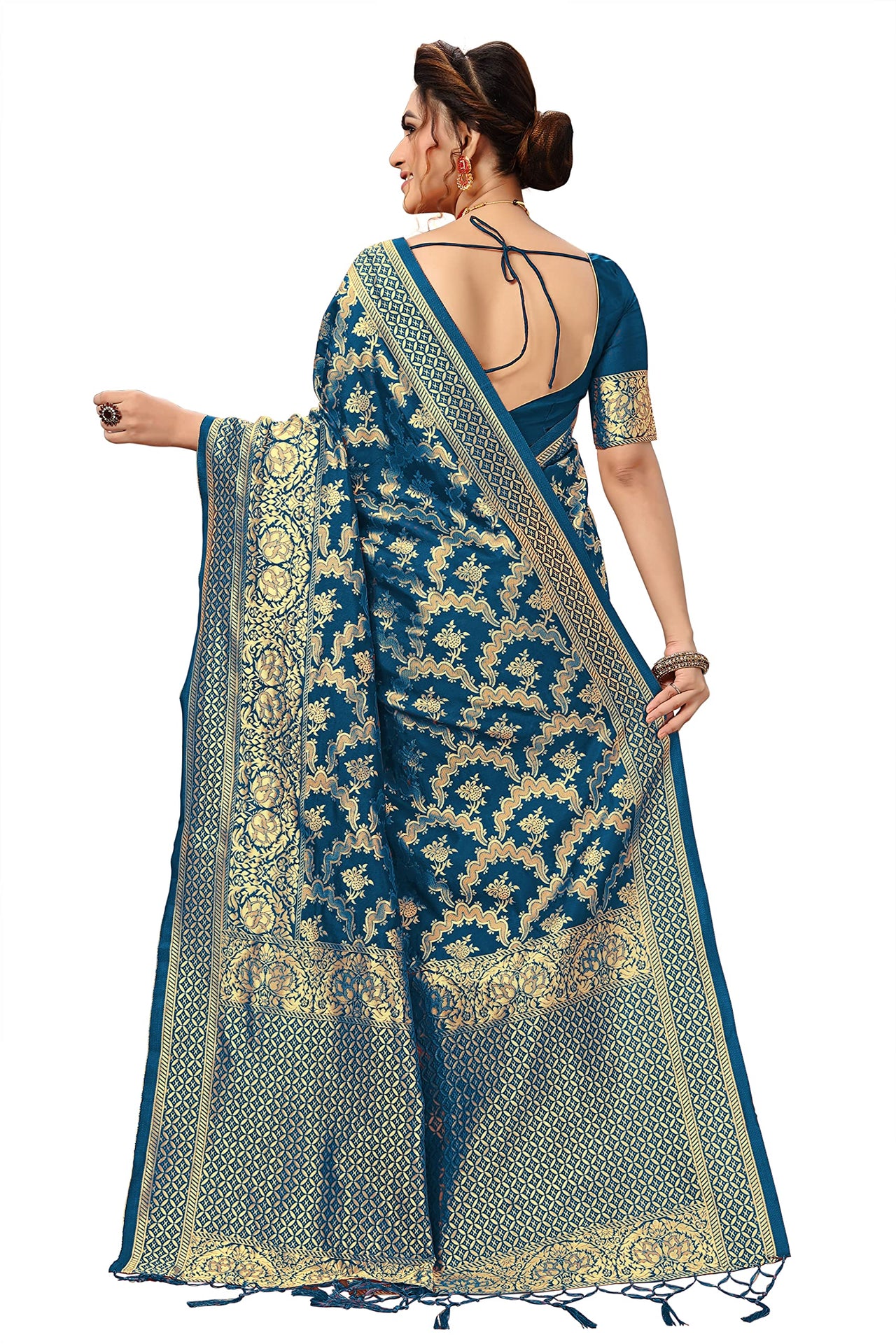 Nivah Fashion Women's  Banarasi Art Silk Saree with Blouse Piece