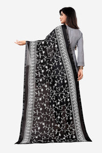 AKSHAR LLC Miss India Women's  Chiffon Dupatta With Karachi Embroidery Work