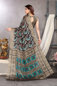 MIRCHI FASHION Women's  Designer Chiffon Floral Prints Saree with Blouse Piece