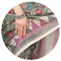 MIRCHI FASHION Women's  Stylish Chiffon Floral and Geometric Printed Saree with Blouse Piece