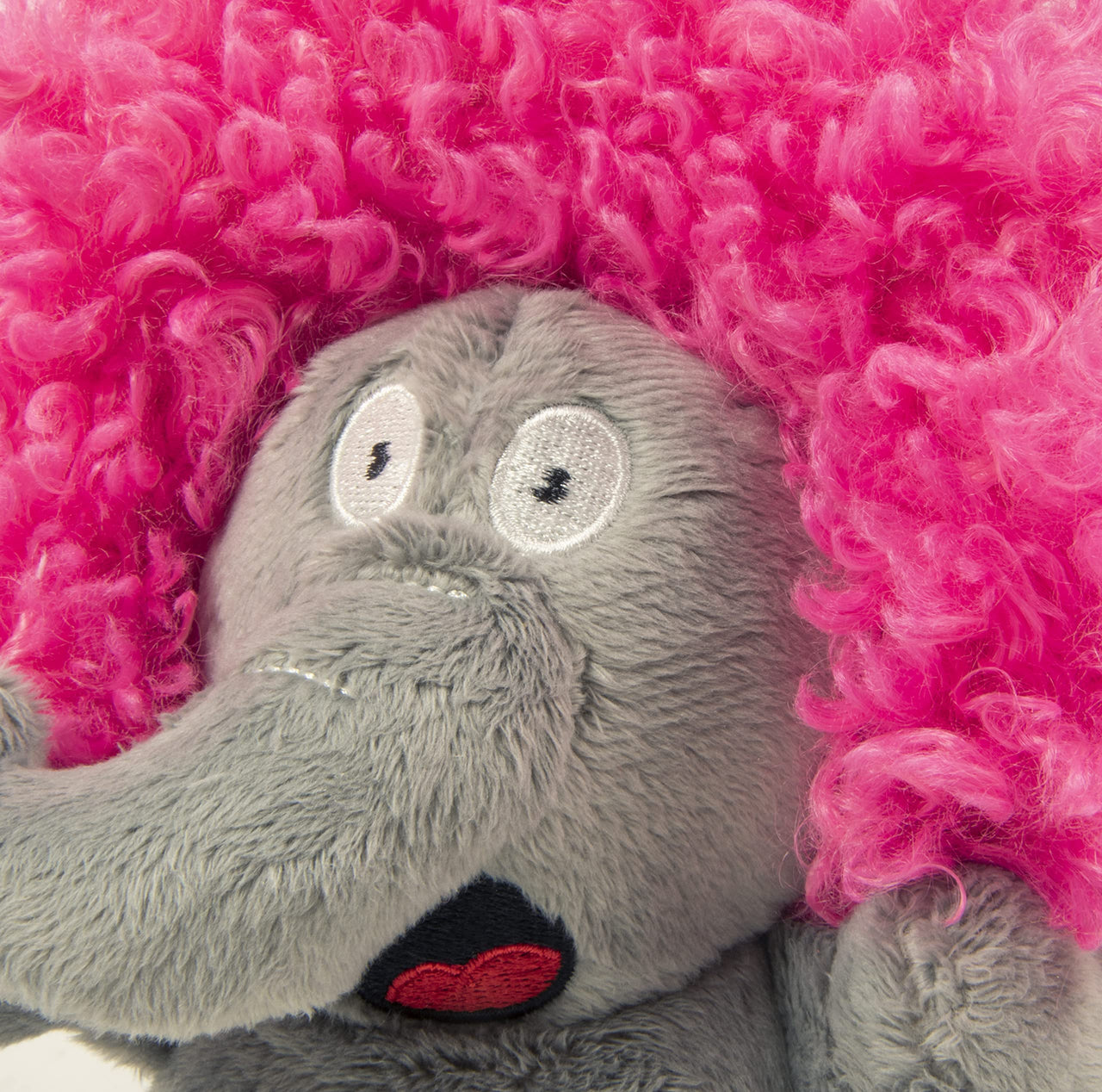 goDog Crazy Hairs Elephant Silent Squeak Plush Dog Toy, Chew Guard Technology - Gray, Small Crazy Hairs Elephant (Gray)