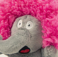 goDog Crazy Hairs Elephant Silent Squeak Plush Dog Toy, Chew Guard Technology - Gray, Small Crazy Hairs Elephant (Gray)