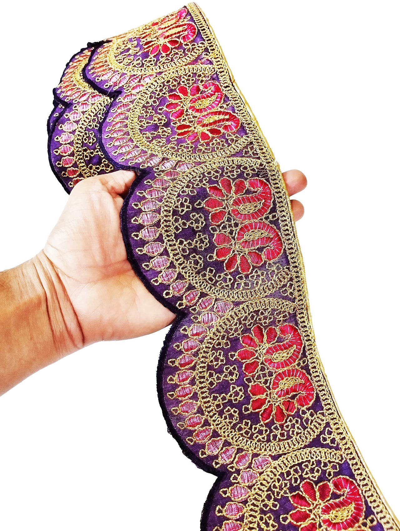 CARTZEYE Embroidery Heavy Work Trim Lace Border for Saree, Kurti, Dresses, Bandhani, Lehenga, Decorative Ribbon