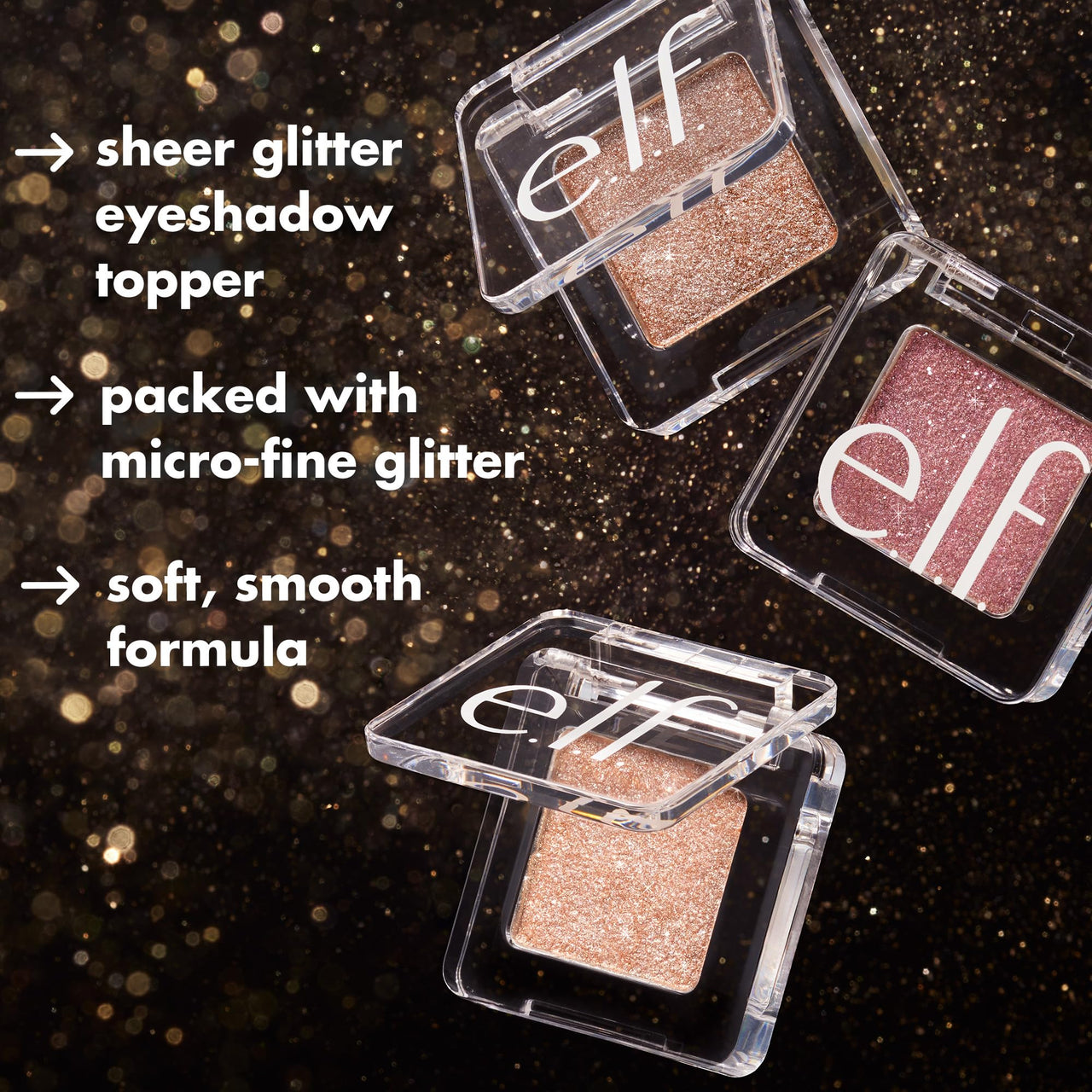 e.l.f. Fine As Fleck Glitter Eyeshadow, Long-Lasting Sheer Eye Makeup With A Shimmer Finish, Soft, Smooth Formula, Vegan & Cruelty-Free, Pop Off Pink