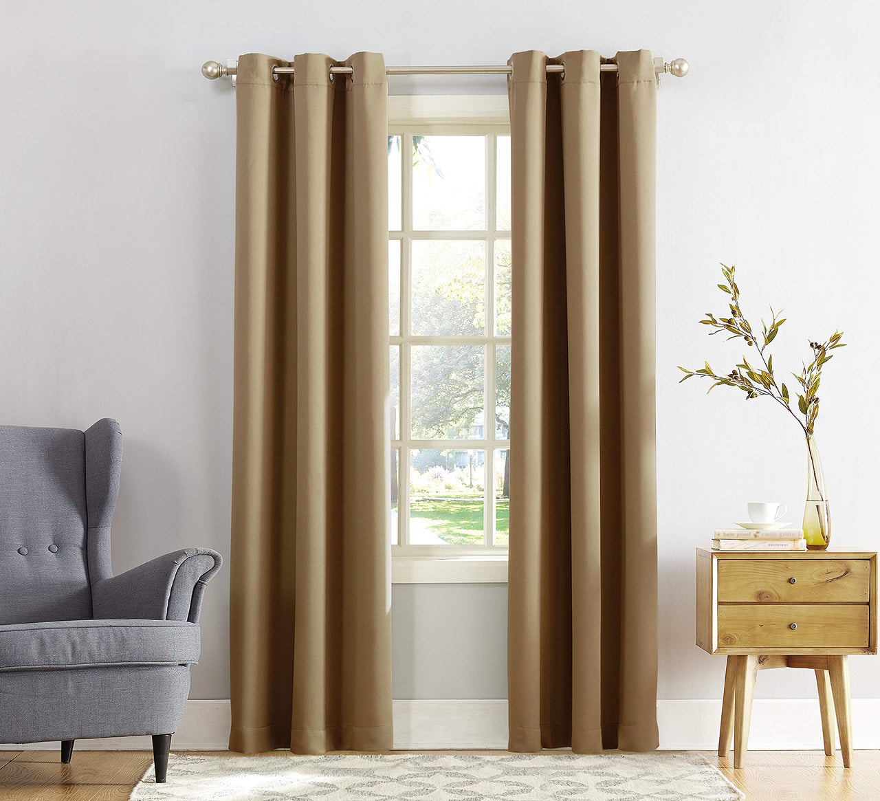 Sun Zero Easton Blackout Energy Efficient Grommet Curtain Panel, 40" x 95", Taupe(pack of 1) 40" x 95"