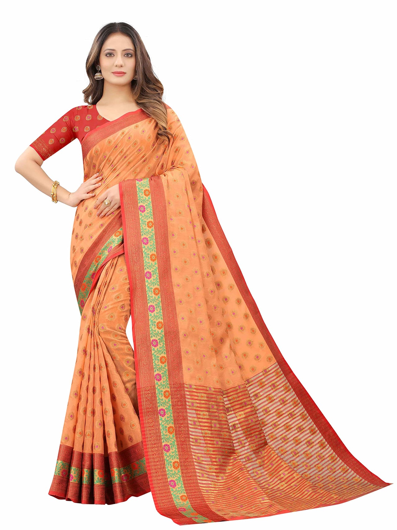 Silk Zone Women's  Cotton Woven Saree