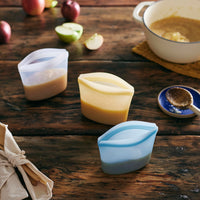 Stasher Reusable Silicone Storage Bag, Food Storage Container, Microwave and Dishwasher Safe, Leak-free, Bundle 3-Pack Bowls, Blue + Lavender + Green