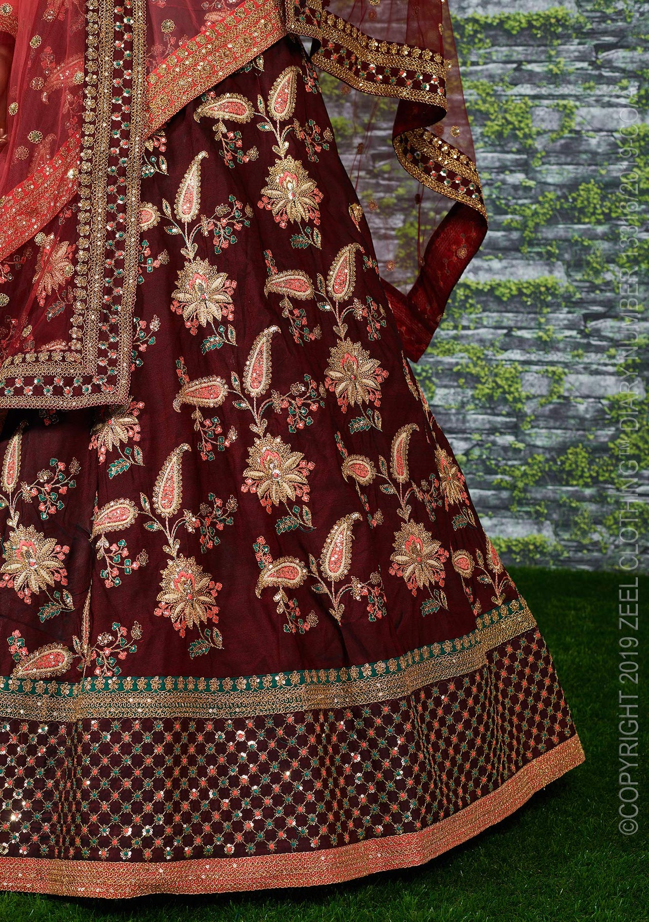 Zeel Clothing Women's  Silk Semi-Stitched Lehenga Choli (7034-Wedding-Bridal-Latest-New; Free)