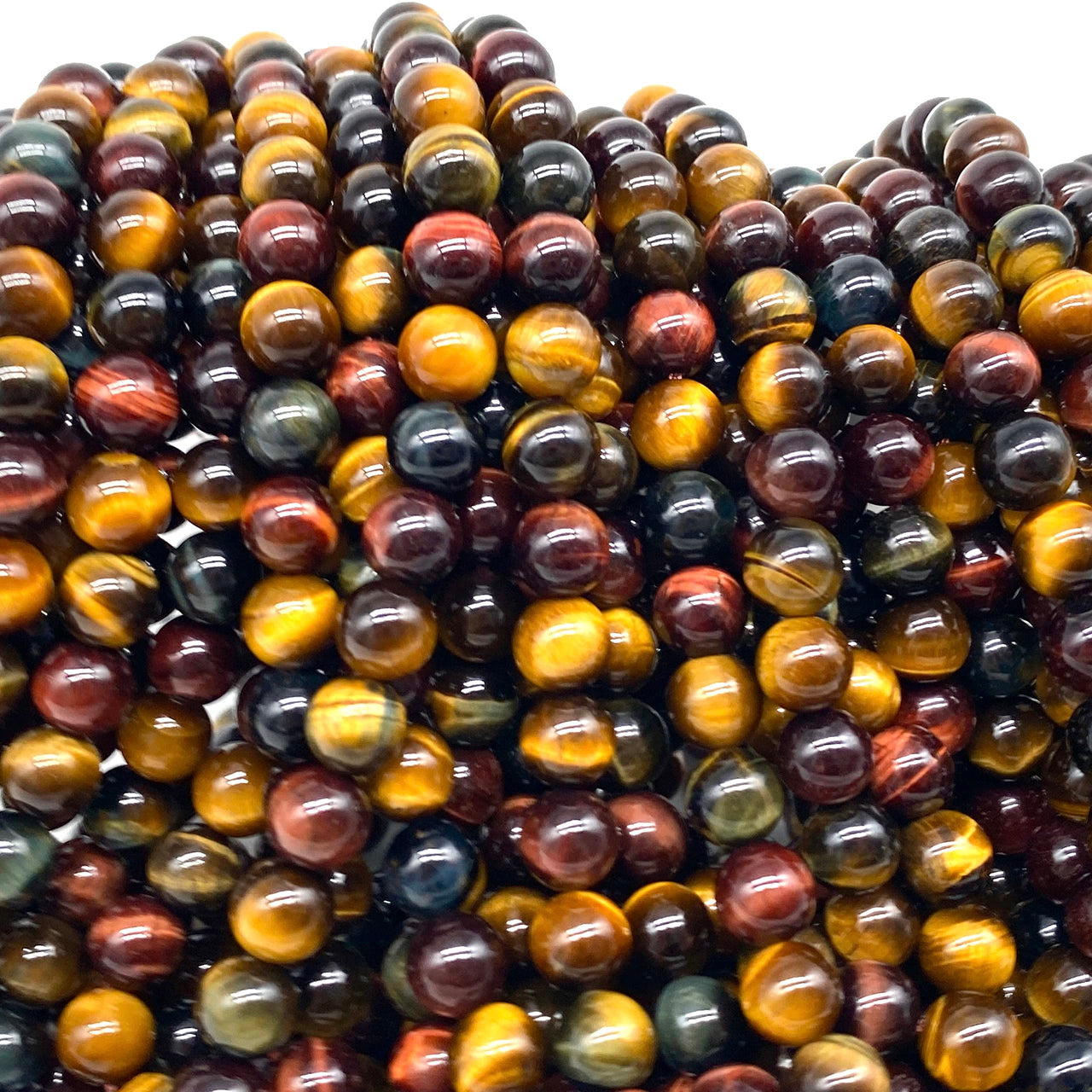 ABCGEMS African Tri-Color Tigers Eye Beads (Gorgeous Matrix- Mohs Hardness 7) Healing Energy Crystal Stone Ideal for Bracelet Necklace Ring DIY Jewelry Making Craft Men Women Smooth Round Tiny 6mm Tri Color Tigers Eye (From Africa)