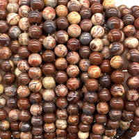 ABCGEMS Wood Eye Jasper Beads (Mohs Hardness 7) Healing Chakra Energy Crystal Stone Ideal for Bracelet Necklace Ring DIY Jewelry Making Craft Men Women Smooth Round 8mm