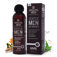 Ayouthveda Gentlemen PH Wash | Intimate Hygiene Wash For Men | PH Balancing Formula, Prevents Dryness, Itchiness & Bad Odor | Enriched With Aloe Vera, Haridra & Ashwagandha (Pack Of 1-180ml)