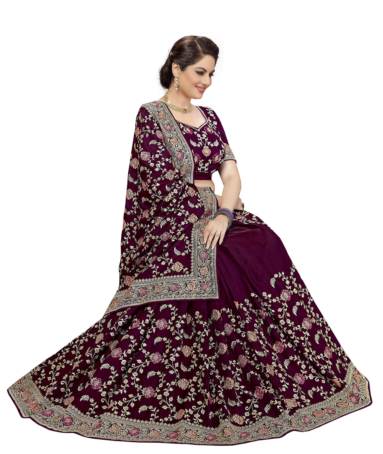 PANASH TRENDS Women's  Banarasi Barfi Silk Saree With Blouse Piece