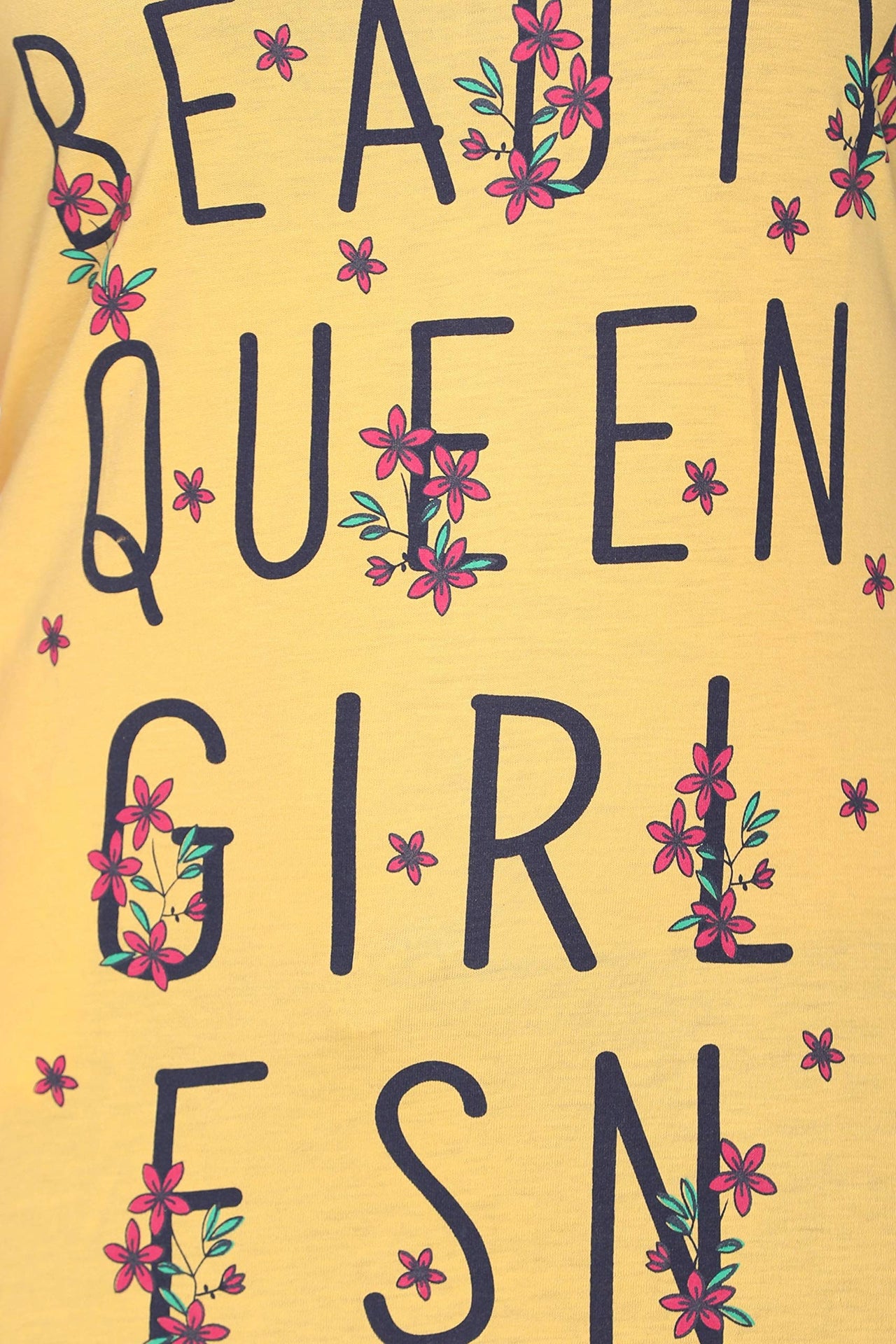 In Love Ladies Long Knee Length Chest Printed Side Slits Tshirts