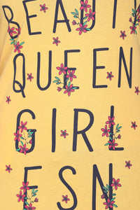 In Love Ladies Long Knee Length Chest Printed Side Slits Tshirts