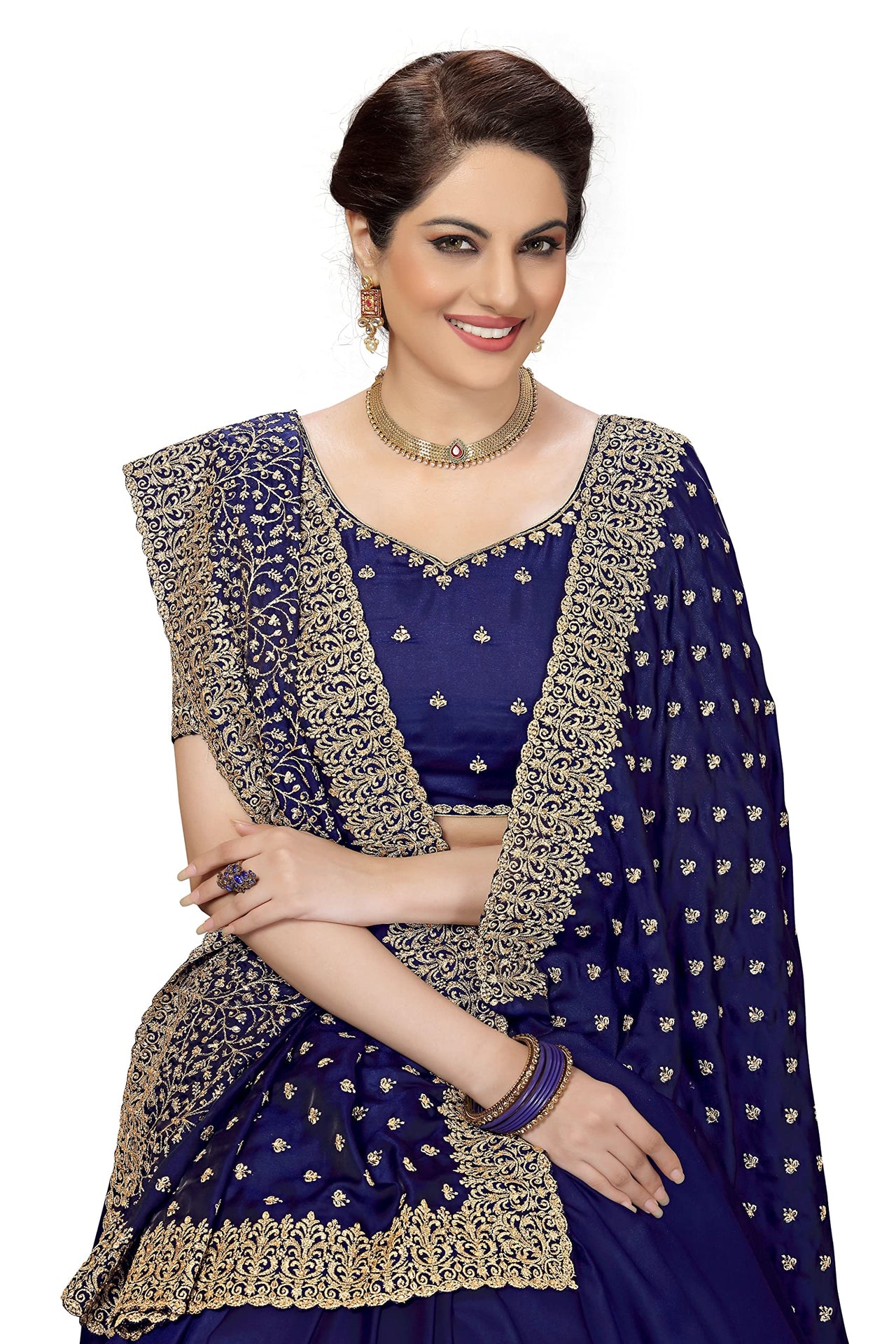 PANASH TRENDS Women's  Heavy Embroidered Silk Saree Women