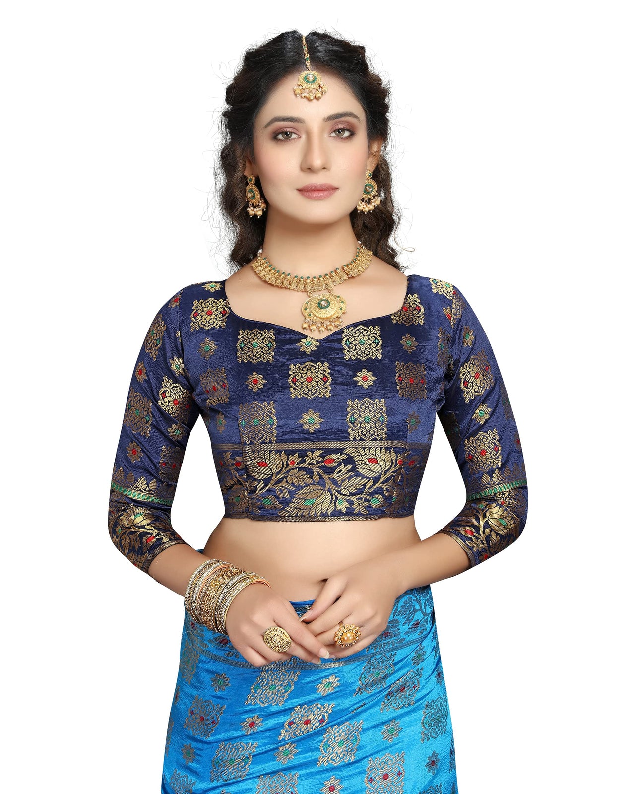 iZibra Women's  Kanchipuram Silk Sarees With Blouse Piece