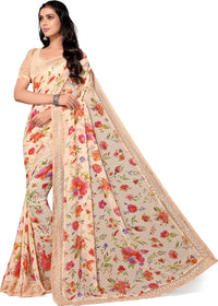 Shangrila Designer Digital Pastel Prints Weightless Georgette Saree With Blouse Piece