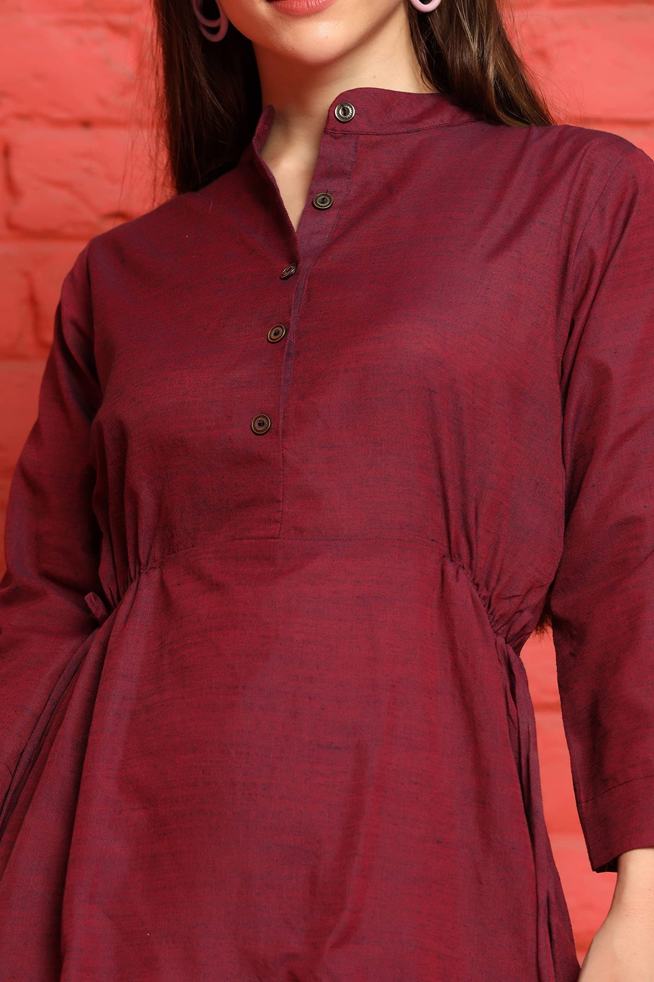 DHRUVI TRENDZ Kurti for Women || Soft Cotton Plain Long Straight Kurtis for Girls || Stitched Collar Kurta || Ideal for Office || Casual || Collage || Festival Wear Kurtis for Ladies