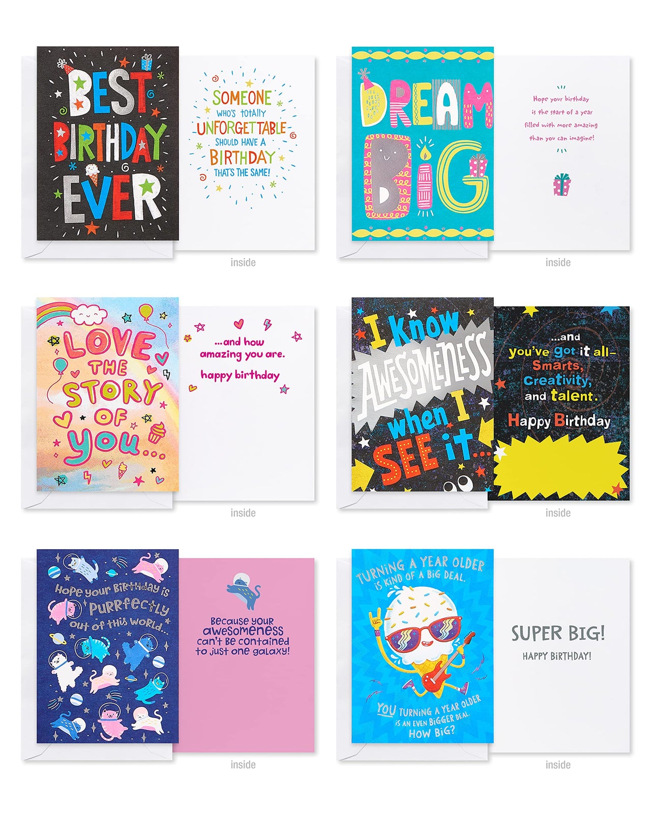 American Greetings Deluxe Kids Birthday Card Assortment, Bright and Cheerful Designs (40-Count)